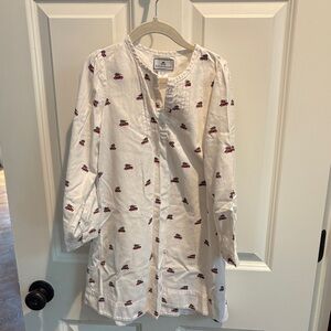 Kids White Pajama Nightgown with Red Pattern